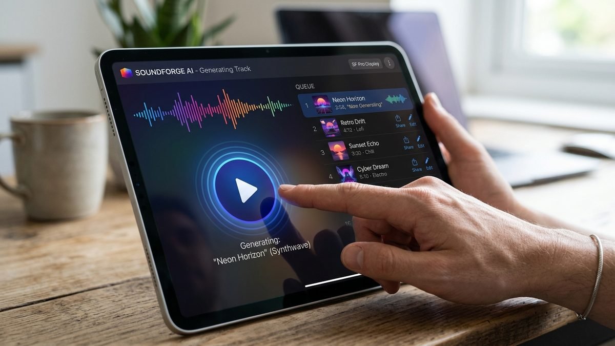Musician choosing between three Suno plan portals with song files nearby